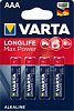 Элемент питания VARTA Max Tech/Longlife Max Power LR03 BL4+2
