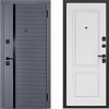 Дверь металлическая Luxor 2МДФ Горизонталь Сатин графит Велюр белый софт 960 правая